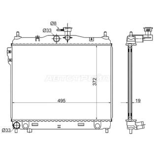 Радиатор HYUNDAI GETZ  1.1/1.3/1.4/1.6 02- SAT