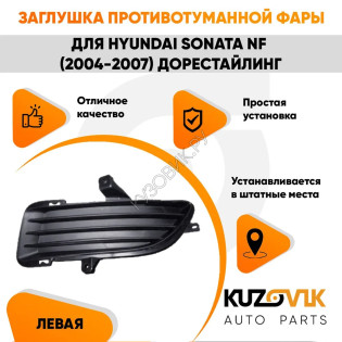 Заглушка противотуманной фары левая Hyundai Sonata NF (2004-2007) дорестайлинг KUZOVIK